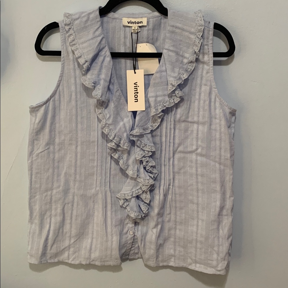 Vinton NWT baby blue pretty blouse size small - Picture 2 of 4
